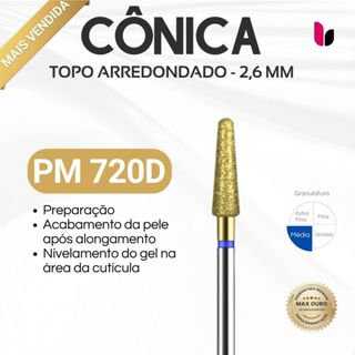720D- Broca Diamantada - Cônica Ponta Arredondada - Max Ouro - 2,6mm em Oferta na Shopee
