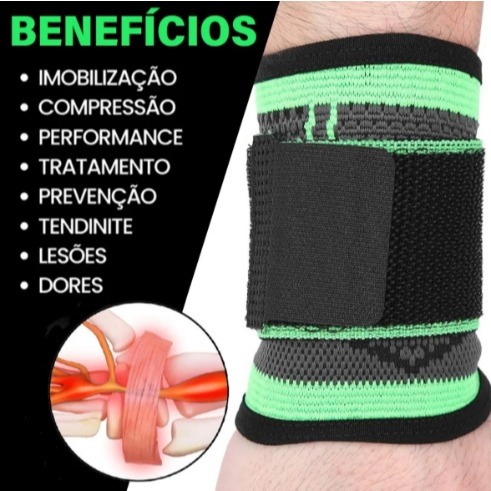 Kit 2 Munhequeira Faixa Elástica Compressão Órtese Tendinite
