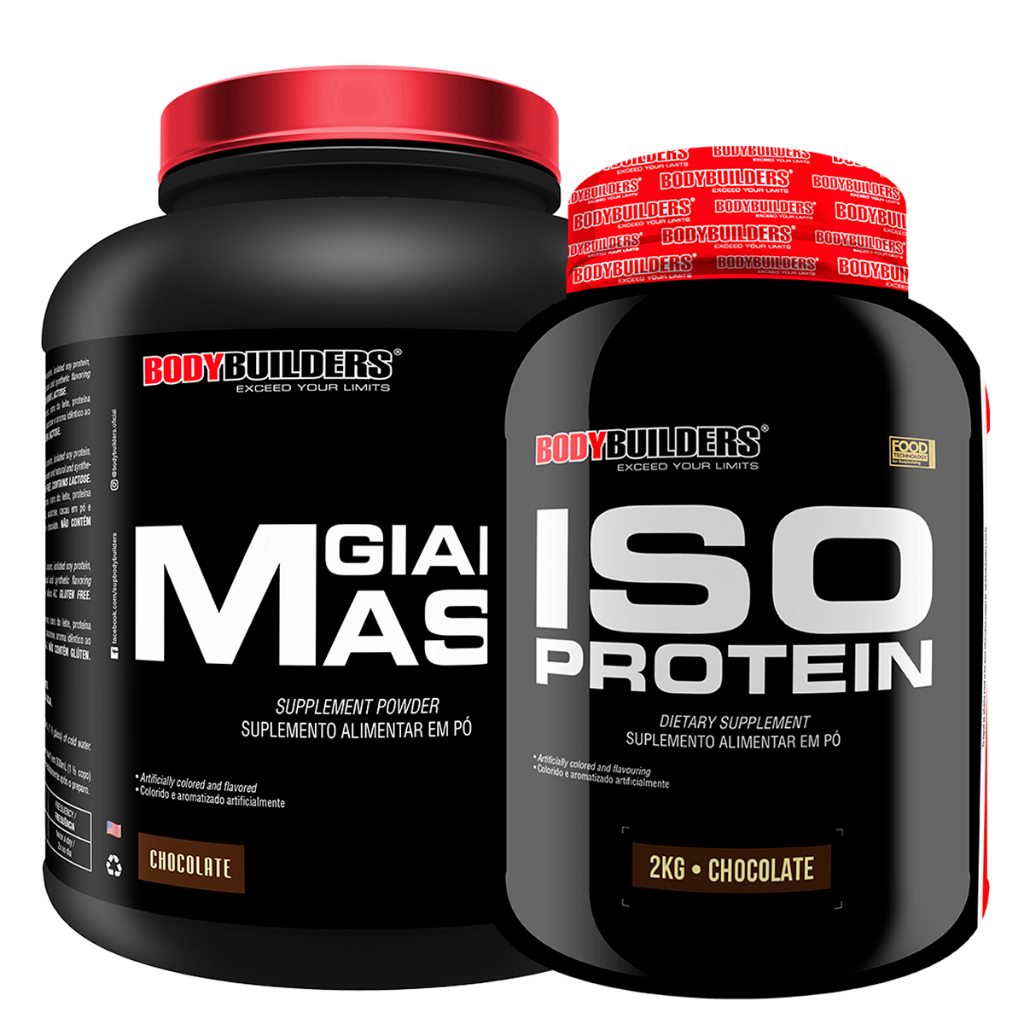 Kit Whey Iso Protein 2kg + Hipercalórico Giant Mass 3kg em Oferta na Shopee