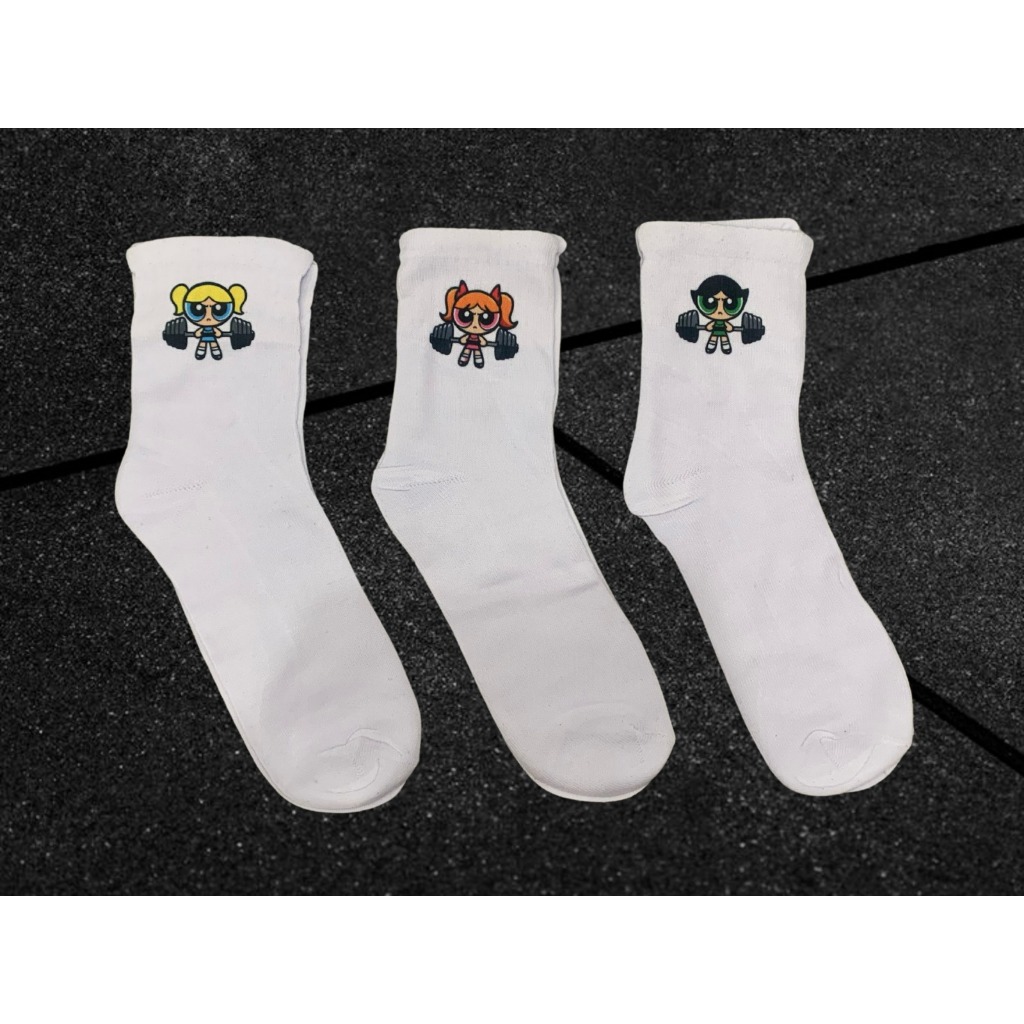 Meia Infantil Meninas Superpoderosas – 3 Pares Brancos | Tamanho 35 ao 44