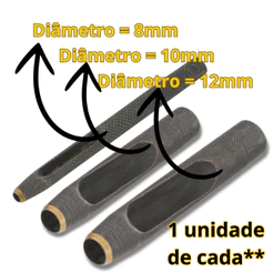 3 pcs Perfurador 8,10,12mm Couro Borracha Papelão Vazador Aço