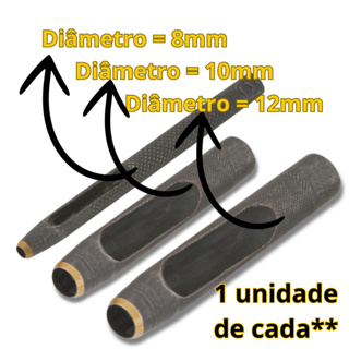3 pcs Perfurador 8,10,12mm Couro Borracha Papelão Vazador Aço em Oferta na Shopee