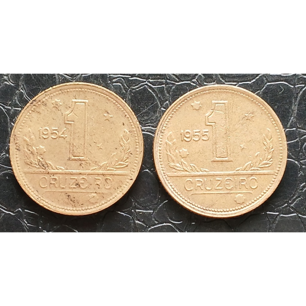 Moeda de 1 cruzeiro 1954 e 1955.