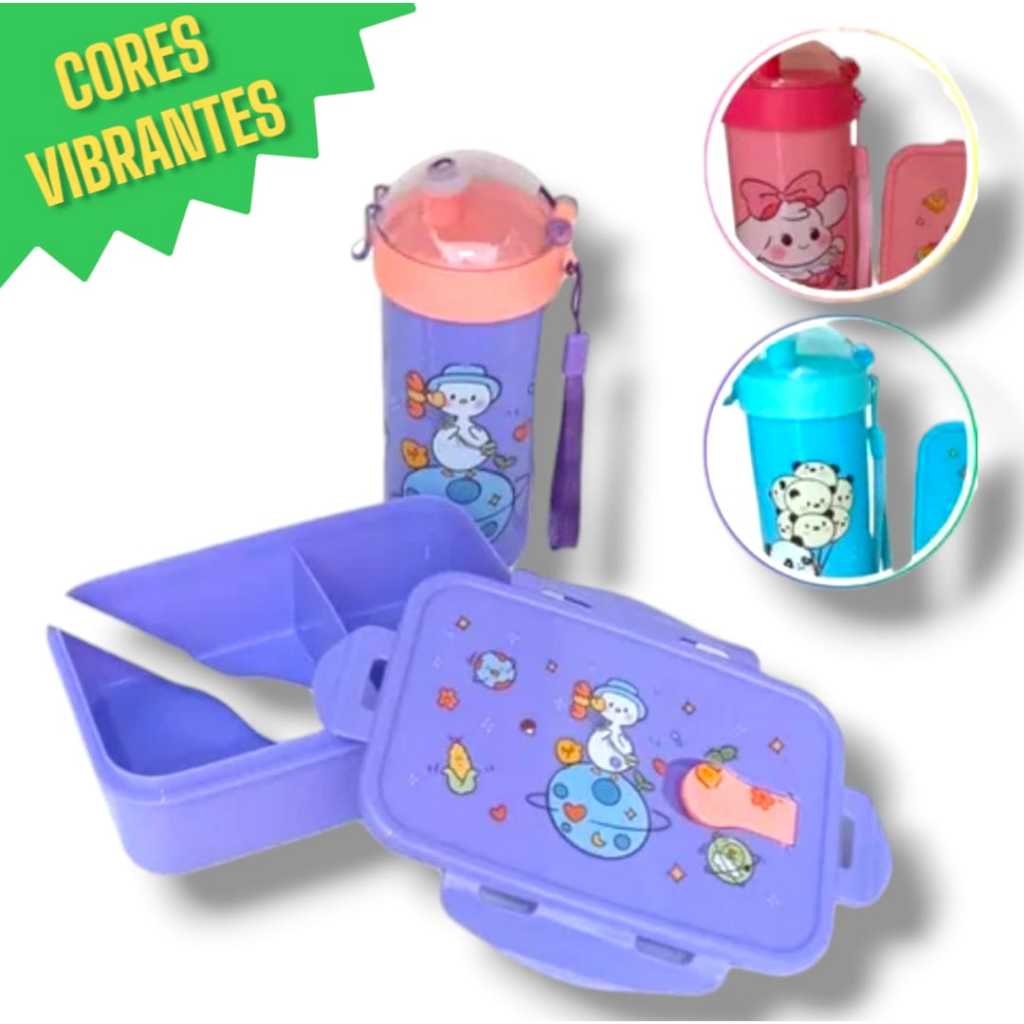 Kit Marmita Hermética Lancheira Garrafa Colher Lanche Escolar Escritório Infantil Adulto Vedação Marmita com Garrafa em Oferta na Shopee