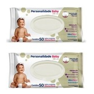 Toalhas Umedecidas Personalidade Baby Total Care contém 50 unidades Kit com 2 pacotes