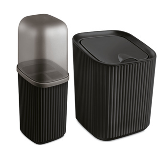 Kit 2 Acessórios Banheiro com Lixeira 1,25L Quadrada e Porta Escovas - Usual Utilidades em Oferta na Shopee