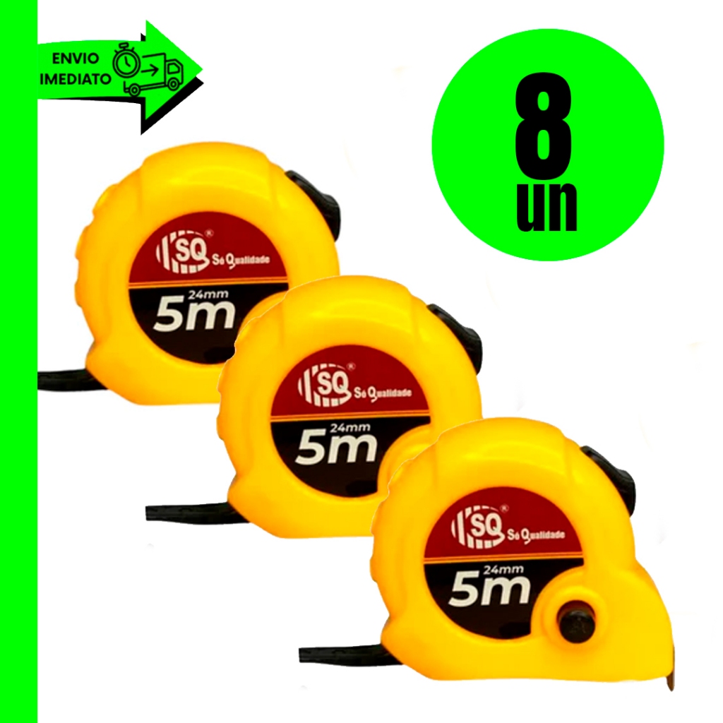 Combo C/ Trena 5 MTS x 24 mm com Kit 12 Uns de Metal c/ Trava p/ Obras
