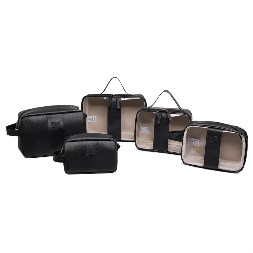 Kit 5 Necessaire Maleta P M G Transparente Organizadora