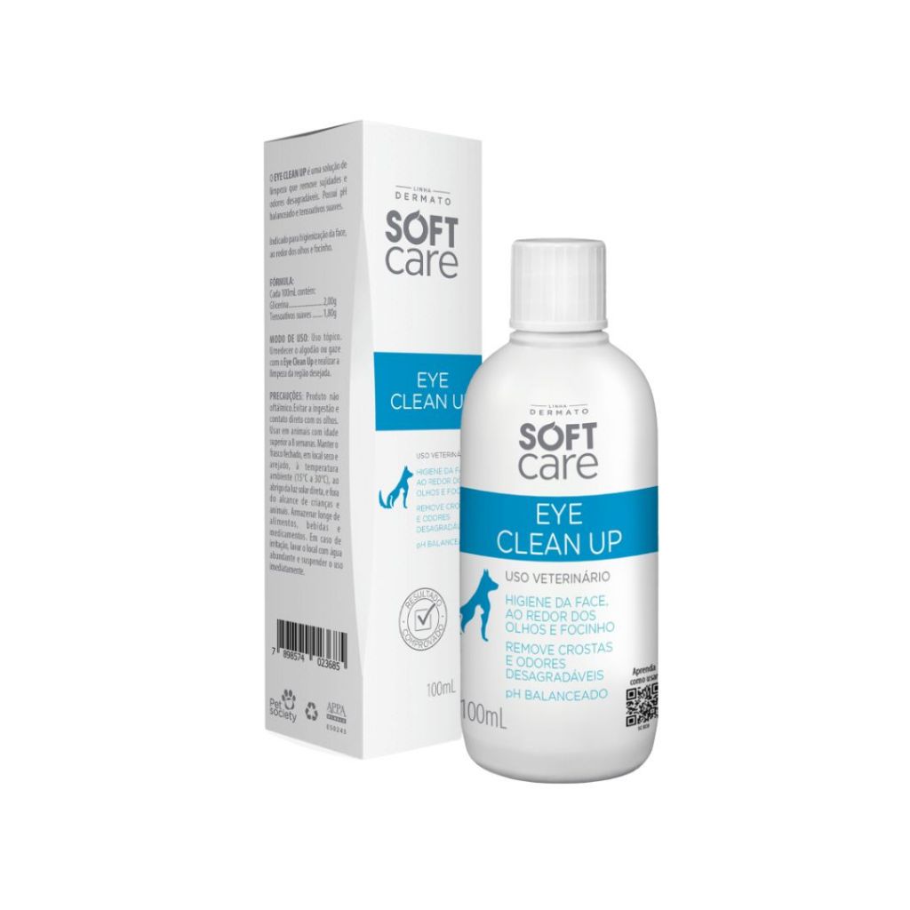 Higiene dos Olhos Pet Cachorro Gato Soft Care Eye Clean Up 100mL