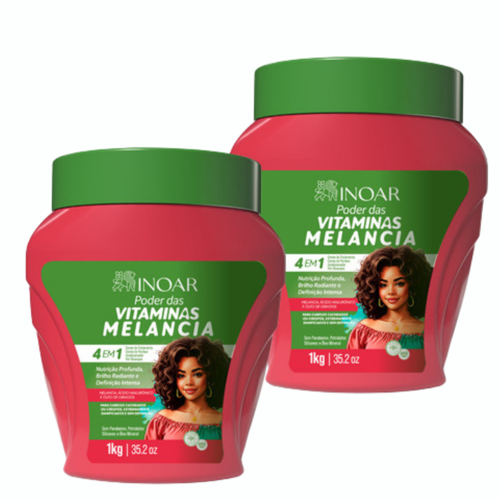 KIT 2x Inoar Poder das Vitaminas Melancia 🍉 Creme de Tratamento multifuncional 4x1 2kg -( 1kg cada)