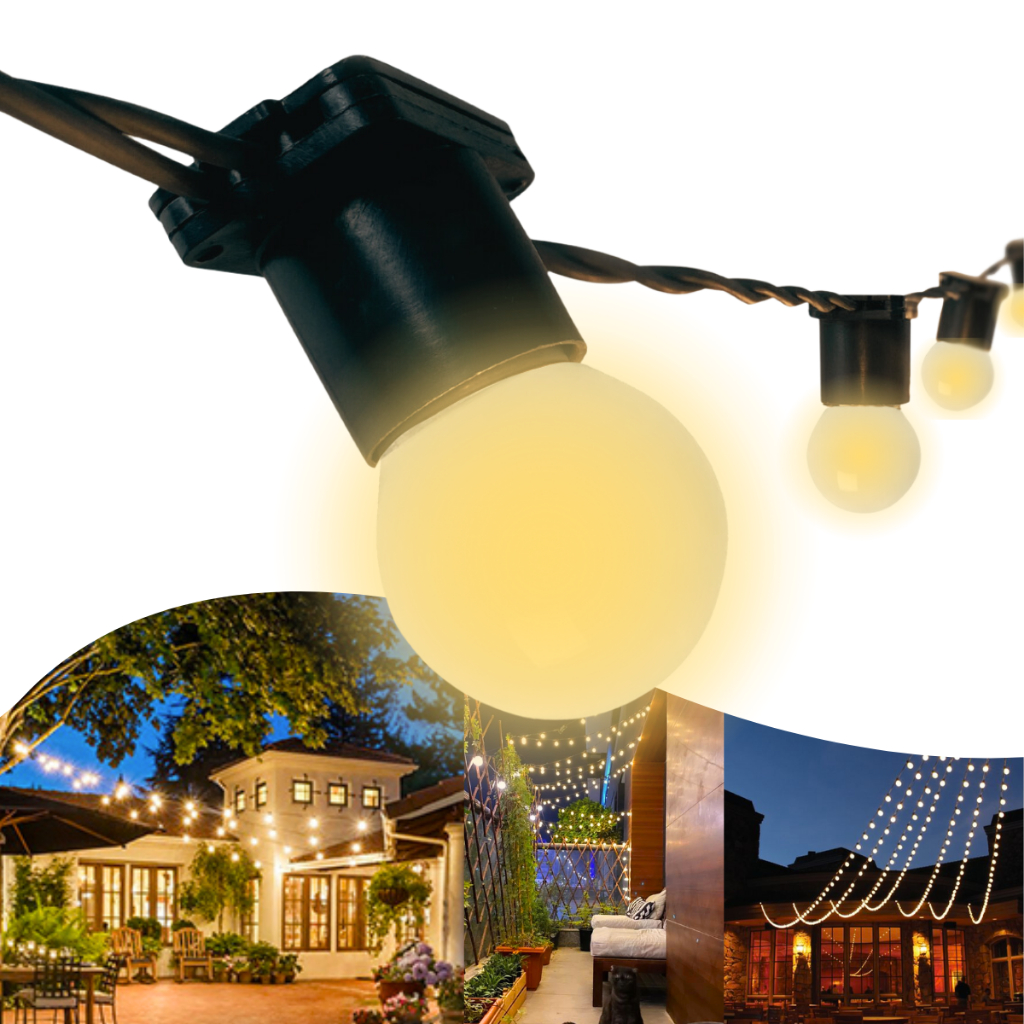 Varal de Luzes LED 25m Com Lâmpadas Inclusas Para Area Externa Gambiarra Cordão de Luz Pode Chuva em Oferta na Shopee