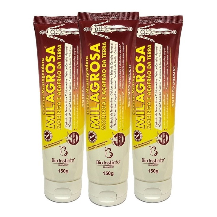 Pomada Massageadora Milagrosa 150g Bio Instinto 3 unidades em Oferta na Shopee