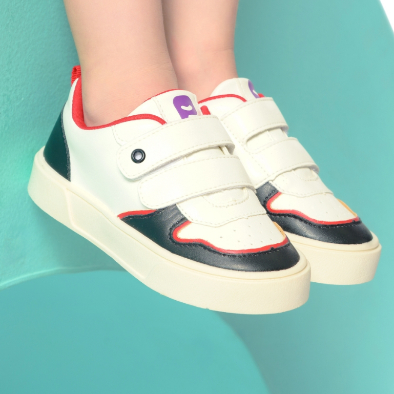 Tênis Infantil Menino Calce Fácil Escolar Confortável Original Branco/Preto/Vermelho