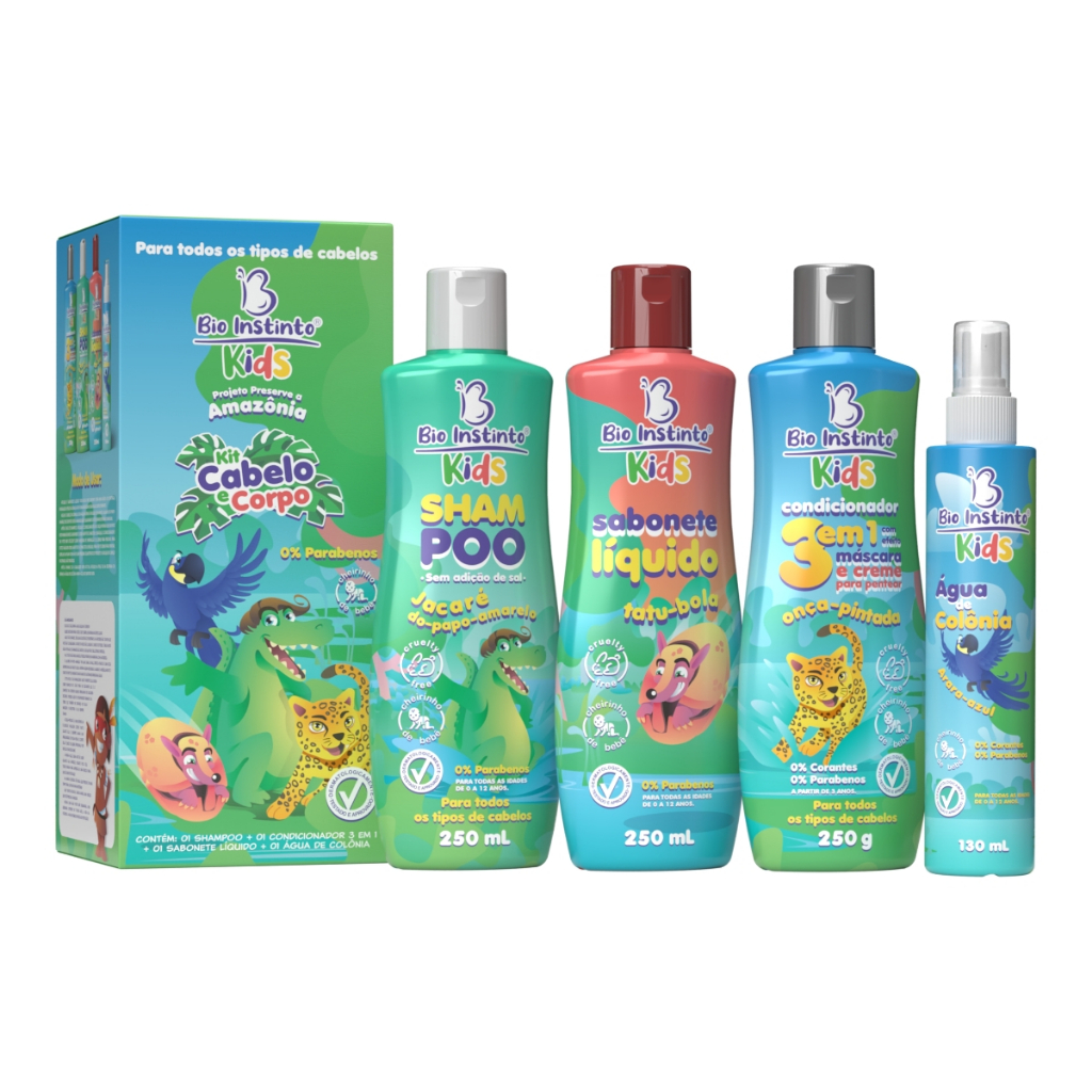 Kit Cabelo e Corpo Kids Bio Instinto 4 Itens