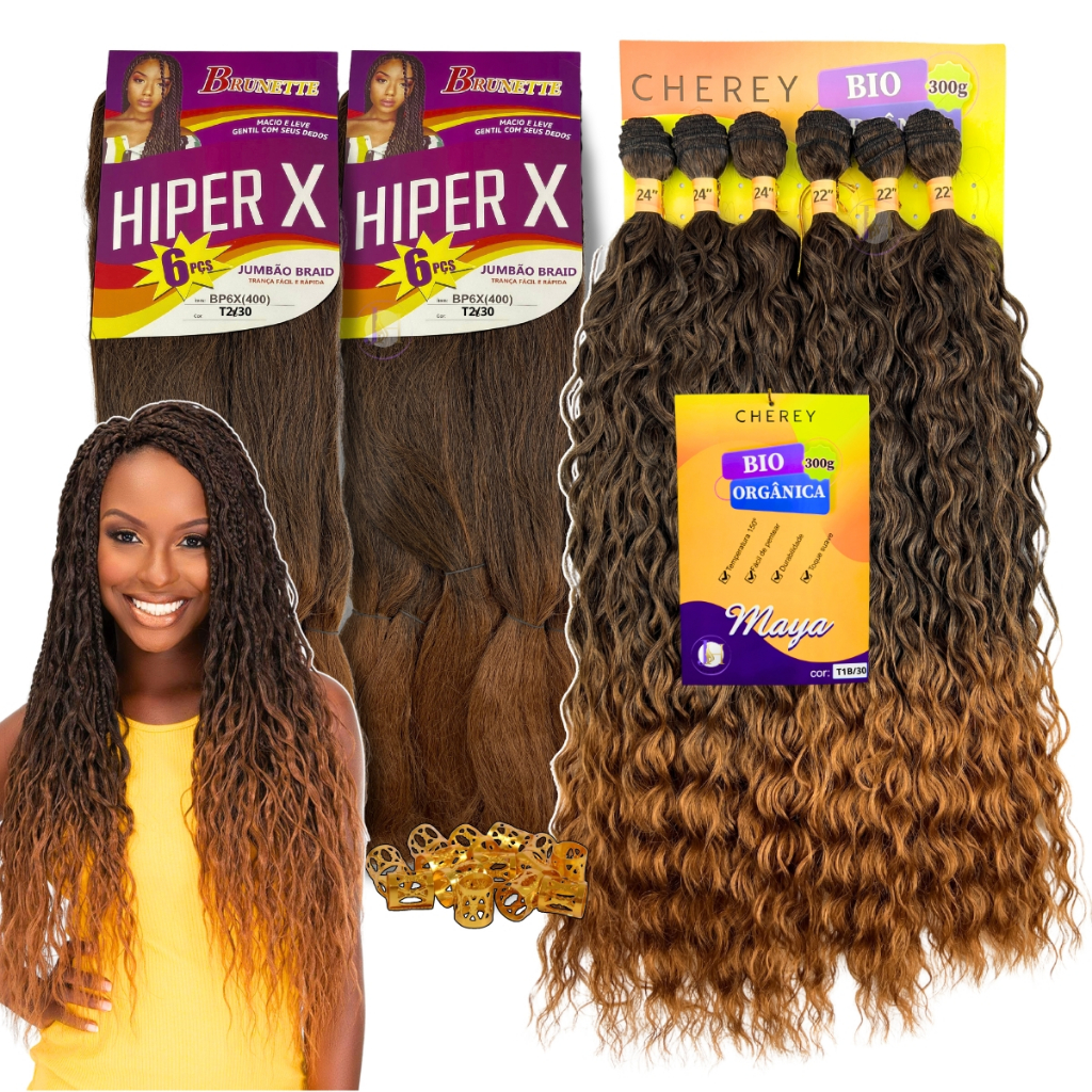 Kit 2 Cabelo Jumbo Gypsy Braids Tranças Cachos Bio Orgânico
