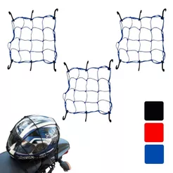 3 Unidades Rede Elástica Aranha 35x35cm Bagageiro Moto Capacete Cores