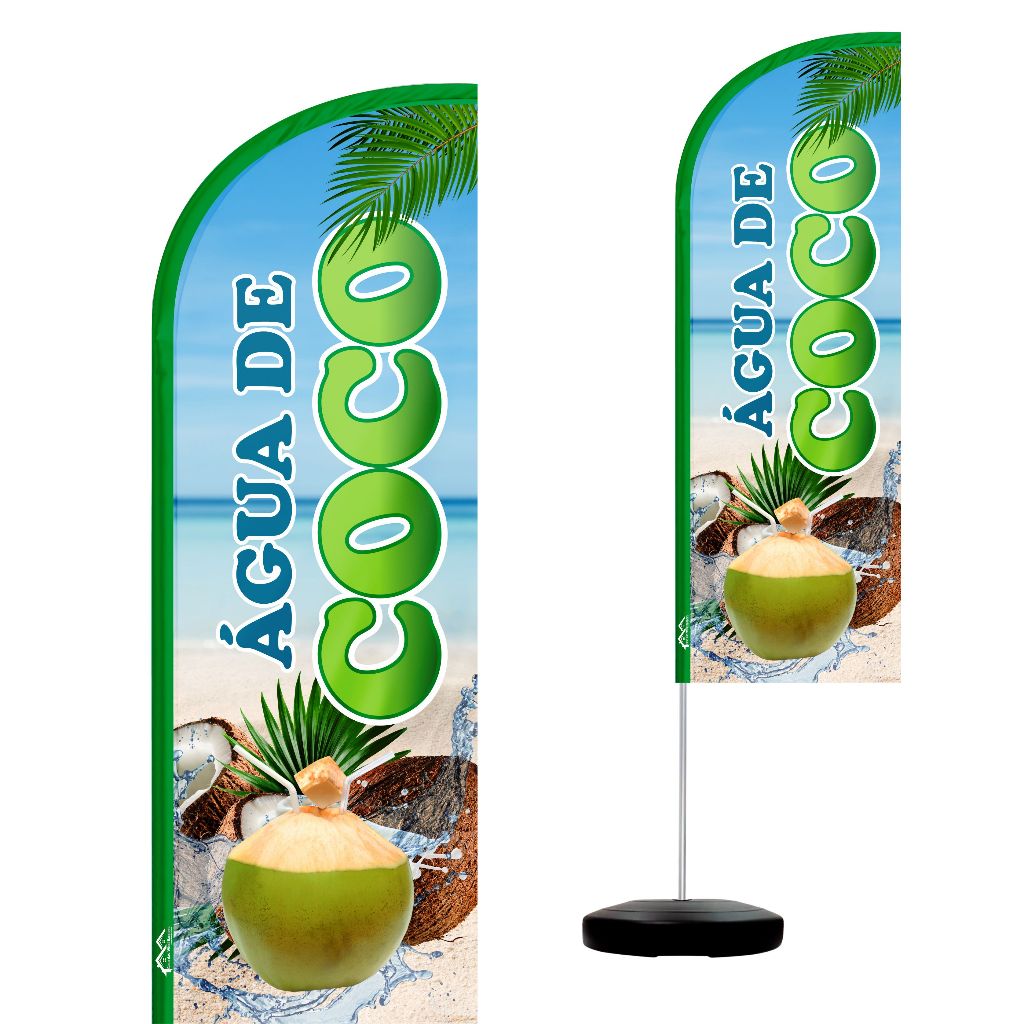 Wind Banner Completo 2,10m Água De Coco em Oferta na Shopee