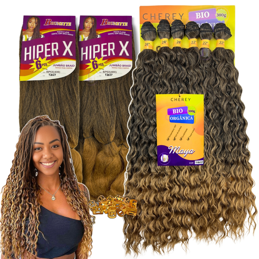 Kit 2 Cabelo Jumbo Gypsy Braids Tranças Cachos Bio Orgânico Maya em Oferta na Shopee