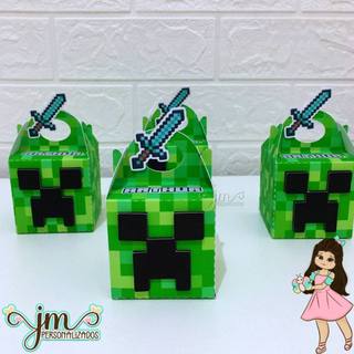 Caixa Com Alça - Tema: Minecraft | Lembrancinha Infantil | Mêsversário | Aniversário | Festa Infantil