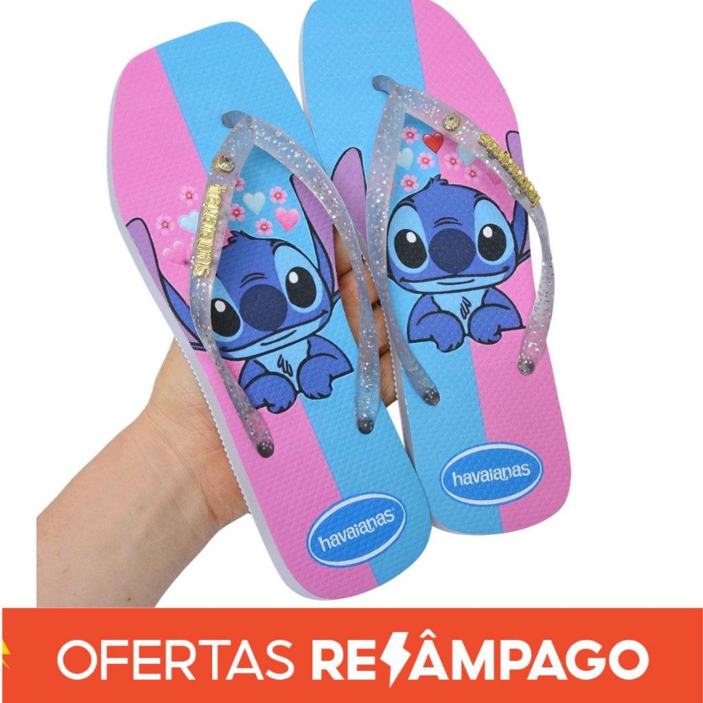 Chinelo Infantil Feminino Chinelo Stitch De Dedo Macio E Confortável BlogueirinhaLançament...