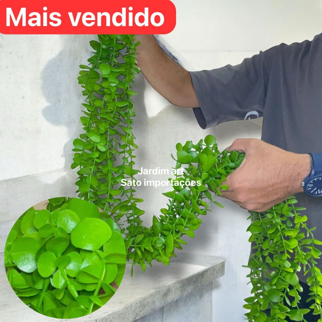 KIT 1 2 3 ou 4 Folhagem pendente 120cm 1,20 metro planta artificial avulsa arranjo verde natural suculenta