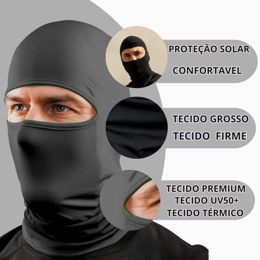 Kit 2 Toucas Ninja balaclava Preta- Proteção solar Uv 50+