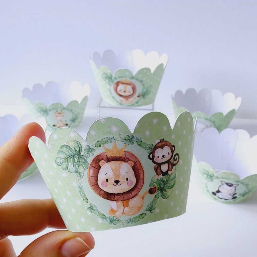 Kit Saia/Wrappers para Cupcake Safari Menino - Personalizada, com 20, 30, 40 e 50 unidades. em Oferta na Shopee