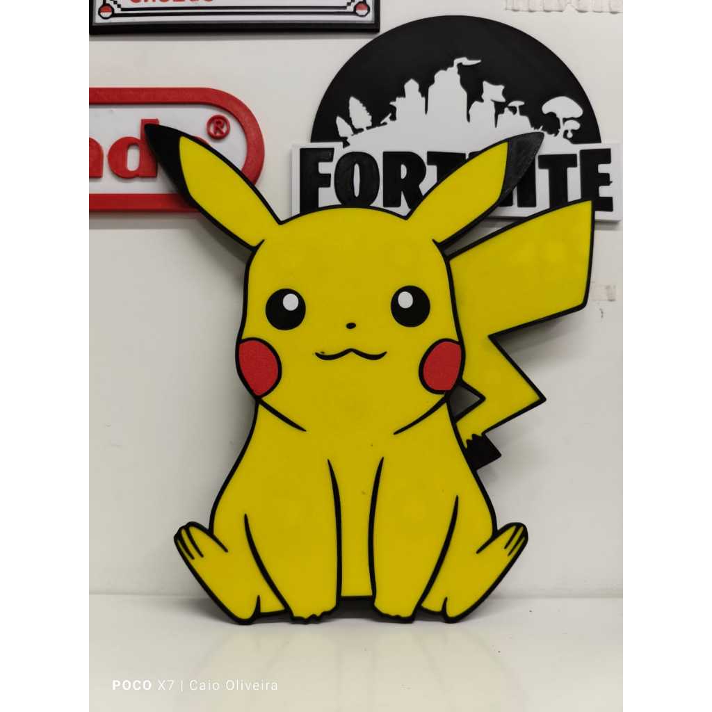 DECORAÇÃO PAREDE POKEMON PIKACHU PLACA PLATE 3D