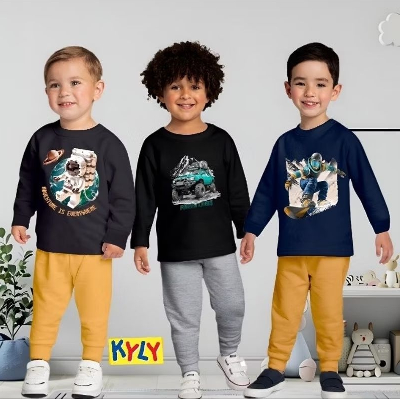 Conjunto Infantil Menino Blusa e Calça Moletom Peluciado Confortável Estampado Kyly
