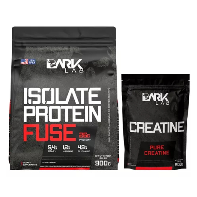 Creatina Monohidratada 100% Pura Refil 500g + Whey Protein Fuse Isolate Fuse 1,8kg - Dark Lab - Health