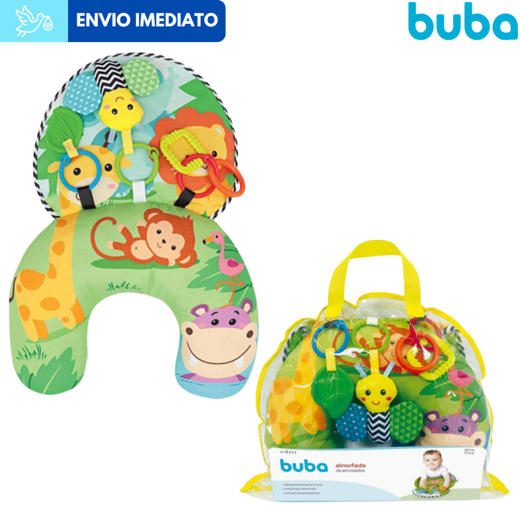 Almofada Tapete De Atividades Interativo para Bebê Buba com Mordedor Tummy Time