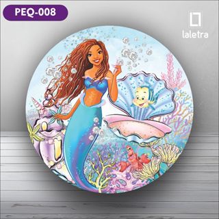 Capa Painel Redondo de Festa Veste Fácil Sublimados Tema Pequena Sereia Decoração Exclusiva. em Oferta na Shopee