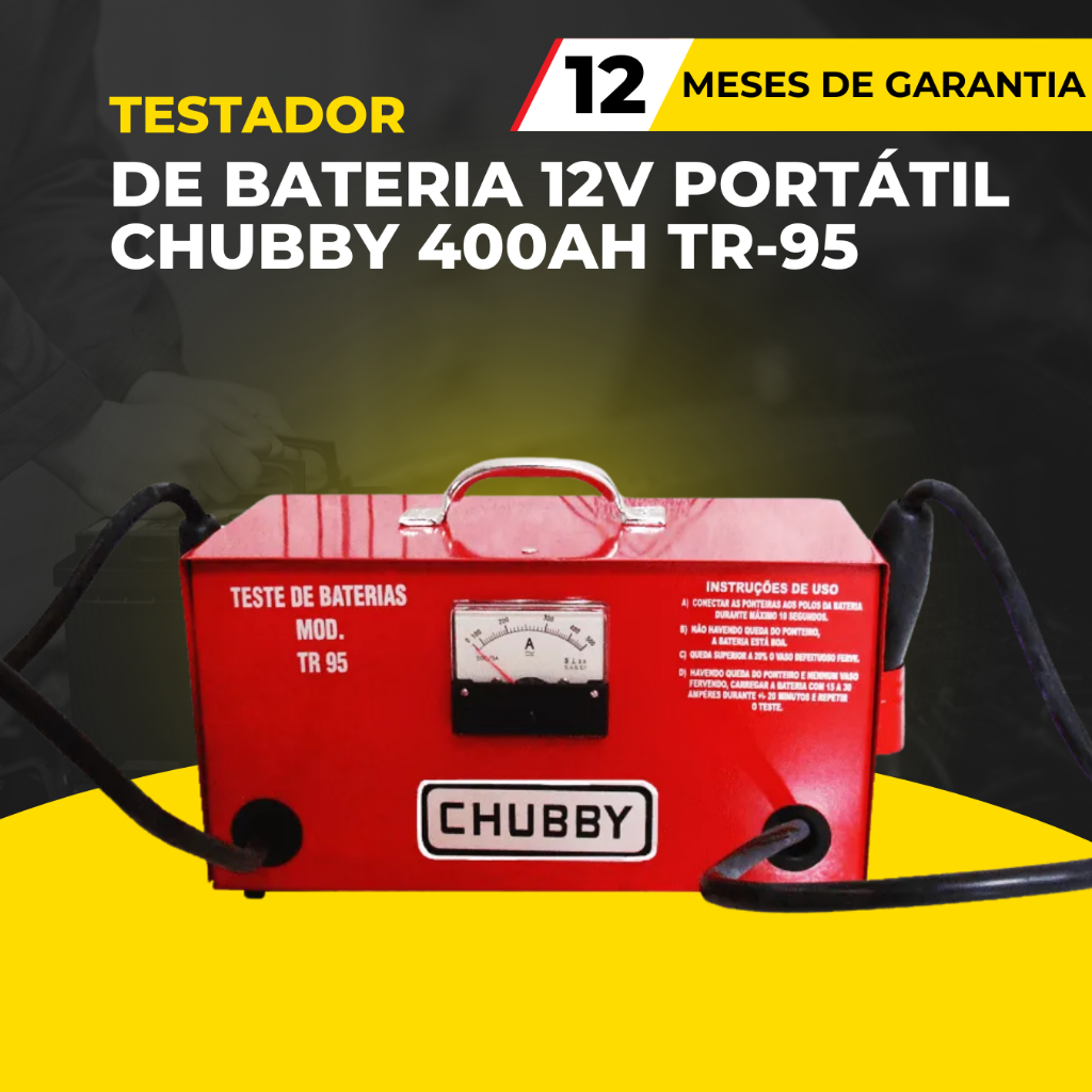 Testador de Bateria 12V Portátil Chubby TR-95 Analógico Até 400AH