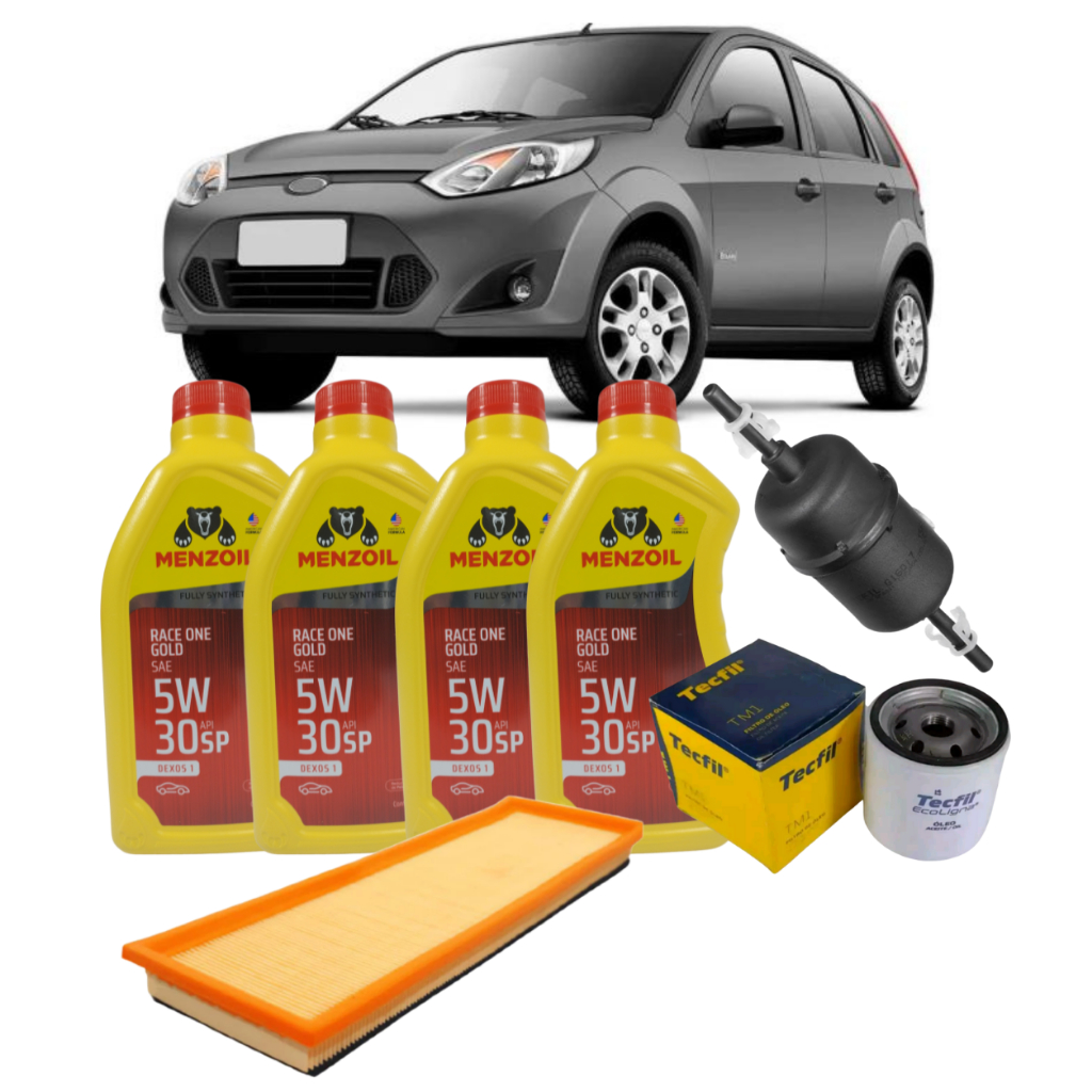 Kit Revisão 5w30 SINTÉTICO MENZOIL +Filtros de Óleo+combustivél+AR Ford Fiesta 1.0 1.6 2004 a 2014 em Oferta na Shopee