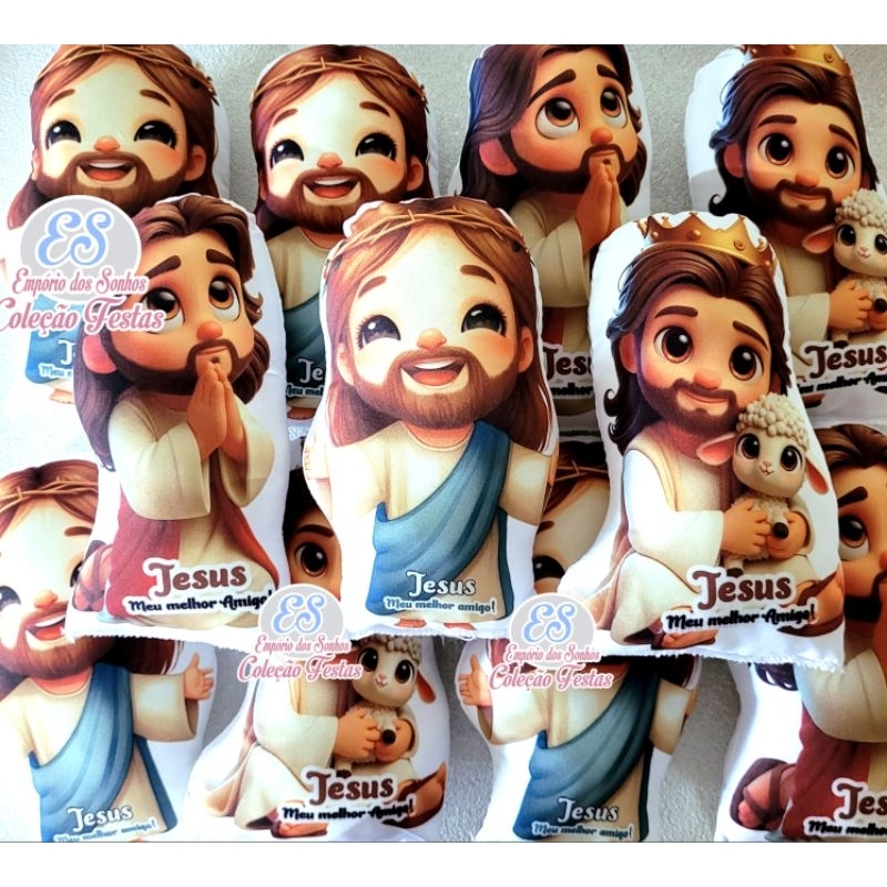 almofada Jesus Cristo melhor amigo 15cm jesus ressucitado  jesus bom pastor personalizada para lembrancinha de  batizado