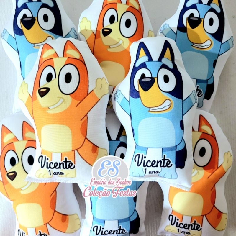 almofada BLUEY 20cm personalizada para lembrancinha de aniversário festa batizado