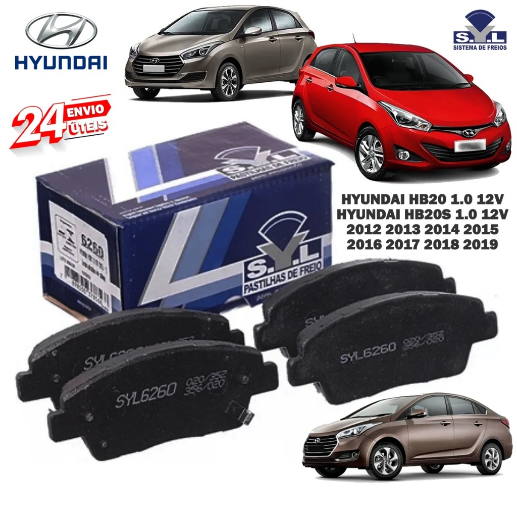 Jogo de Pastilhas de Freio Dianteira Hyundai HB20 1.0 12V 2012 2013 2014 2015 2016 2017 2018 19 + NF