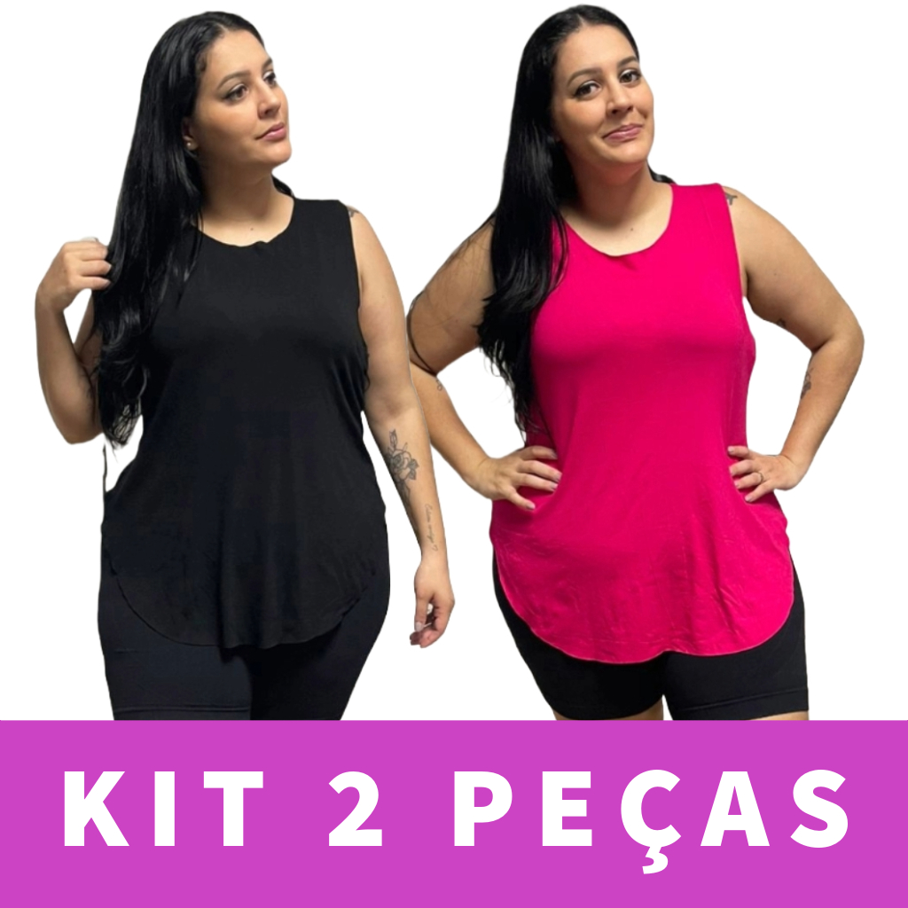 KIT 2 Regata Plus Size Feminina Tapabumbum Nadador Fitness Academia Viscolycra em Oferta na Shopee