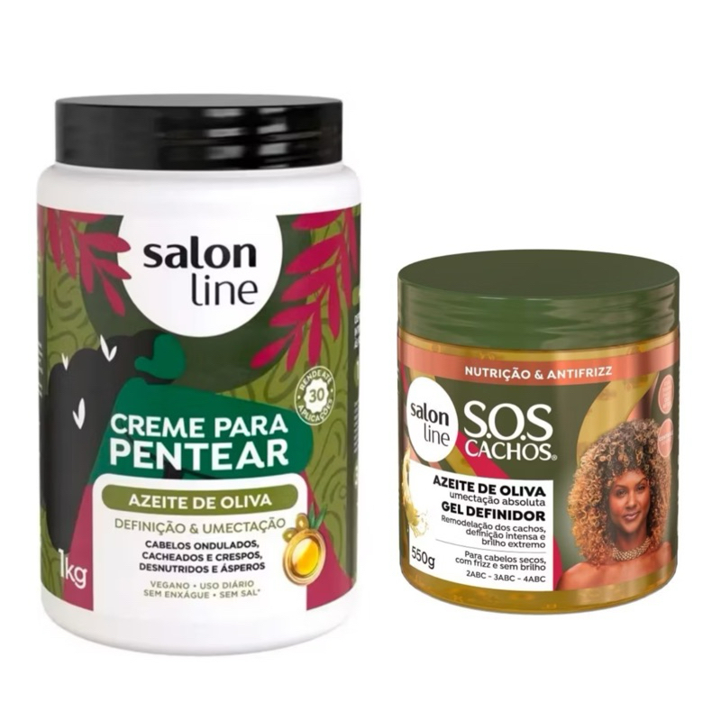 kit salon line azeite de oliva creme 1kg+gel definidor 550g em Oferta na Shopee
