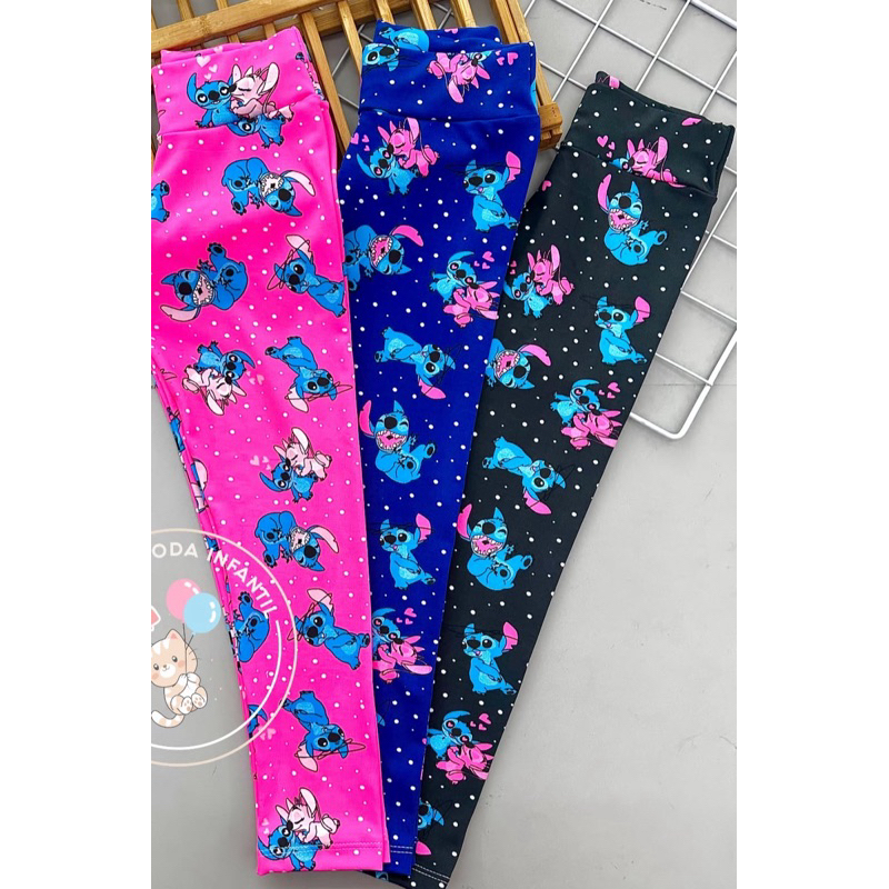 Calça Leggings infantil Stich menina Flanelada