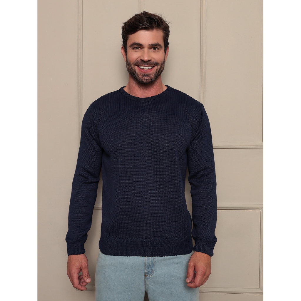 Sueter lisa basica tricot masculino casaco blusa de frio gola redonda manga longa blusa de Lã blusa moletom