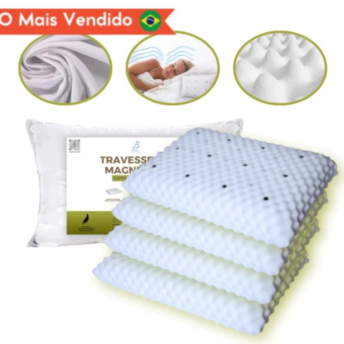 KIT Travesseiro Magnético Anti Ronco Alivia Dor Ortopédico Massageador Anatomico ENVIO IMEDIATO