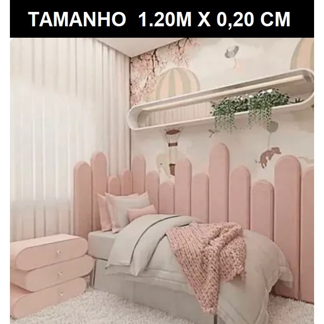 Cabeceira de cama estofada decorativa em módulos NUVEM 1.20 m x 20 cm VALOR REF. 1 UN