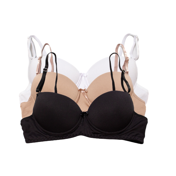 Kit 3 Sutiã Com Bojo Microfibra Simples Dia a Dia em Oferta na Shopee