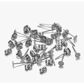 base para brinco com tarracha - prata - 4mm 100 peças em Oferta na Shopee