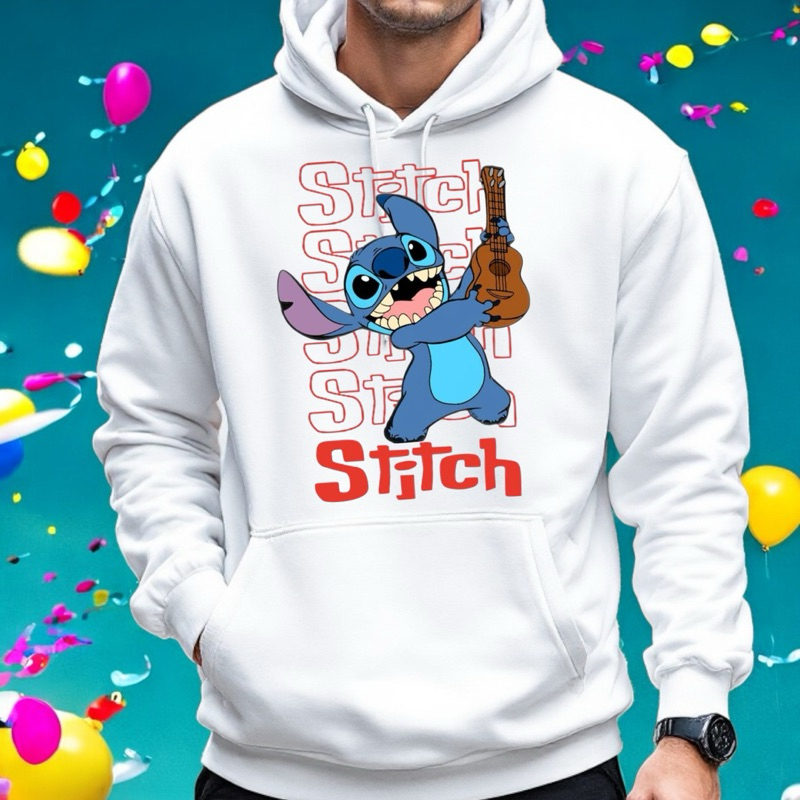 MOLETOM CANGURU STITCH MASCULINO DESENHO INFANTIL FILME ANIMADO BLUSA DE FRIO FLANELADO QUENTE COM CAPUZ CRIANÇA ADULTO