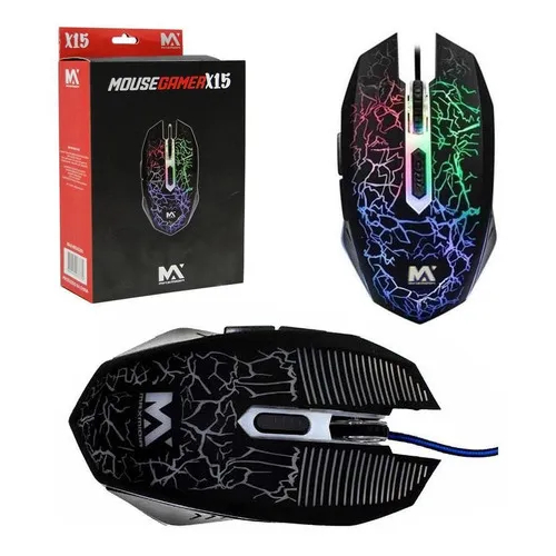 Mouse Optico Gamer X15 Com Fio Usb + Luz Maxmidia
