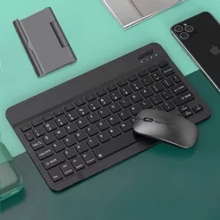Kit Teclado e Mouse Sem Fio Tablet Celular Bluetooth Portátil Compatível com Android iOS Windows