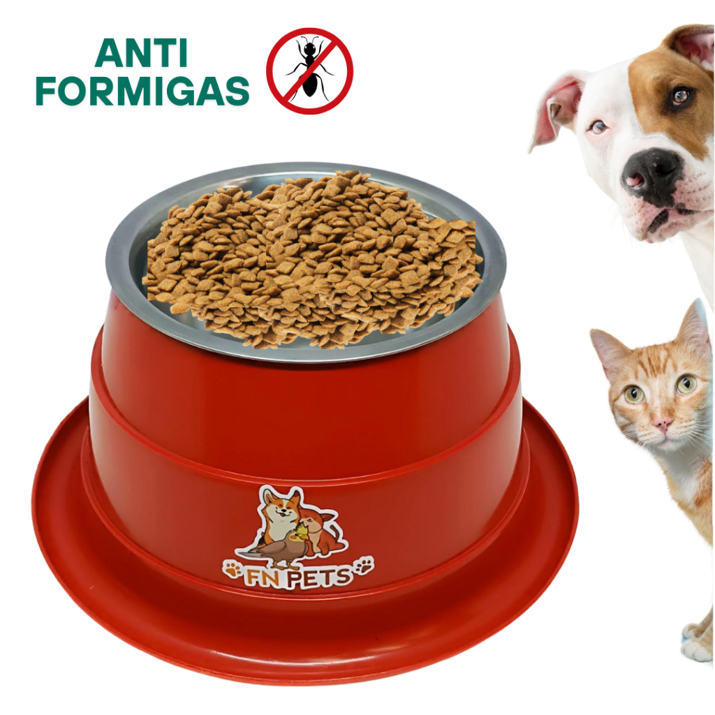 comedouro bebedouro pet com tigela inox removível para ração cachorro gato anti formiga anti refluxo em Oferta na Shopee