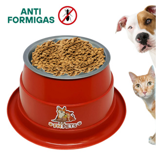 comedouro bebedouro pet com tigela inox removível para ração cachorro gato anti formiga anti refluxo em Oferta na Shopee